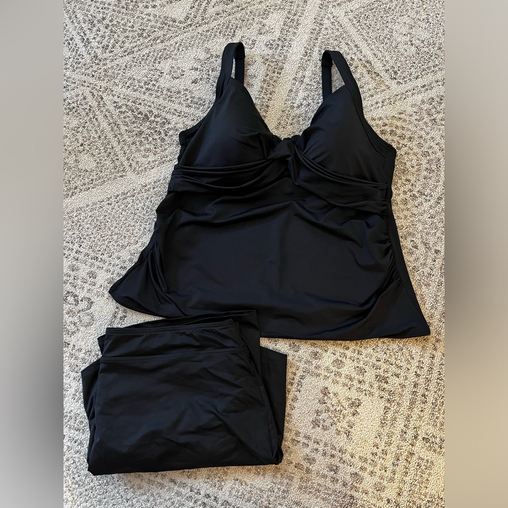 Lands' End Black Tankini Bikini Set